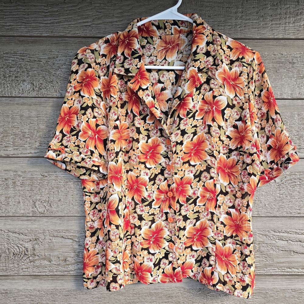 Floral Short Sleeve  Button-Up Shirt